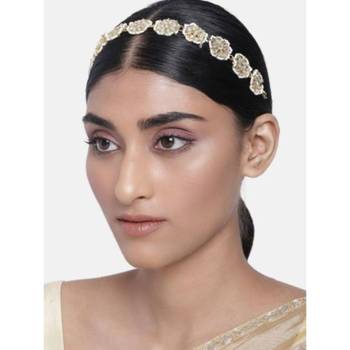Traditional  kundan pearl studded rajasthani sheeshphool:: mathapatti 1