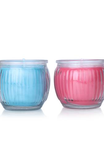 Iris homefragrances swirl jar candle- pak of 2- fragrance cool blue and damask rose