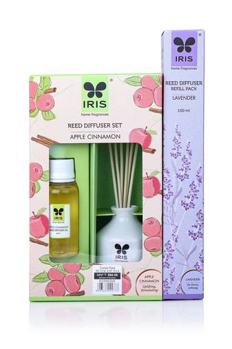 homefragrances combi pack - apple cinnamon reed diffuser set