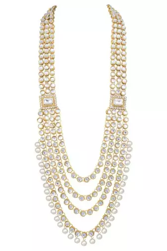 Traditional ethnic indian white kundan dulhan bridal jewellery set for women