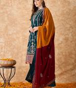Rama Georgette Pakistani Suit with Rich Embroidery & Dupatta