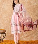 Baby Pink Georgette Pakistani Suit with Graceful Embroidery & Dupatta