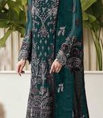 Green embroidered faux georgette semi stitched salwar suit