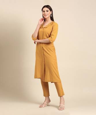 Yellow malai cotton kurta set 3