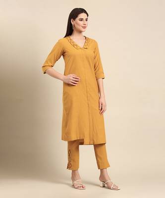 Yellow malai cotton kurta set 4