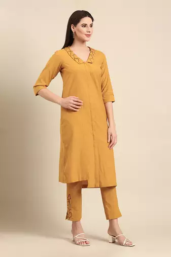 Yellow malai cotton kurta set