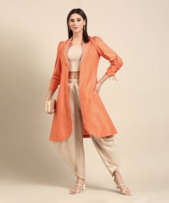 Orange gold kota chanderi cord set 1