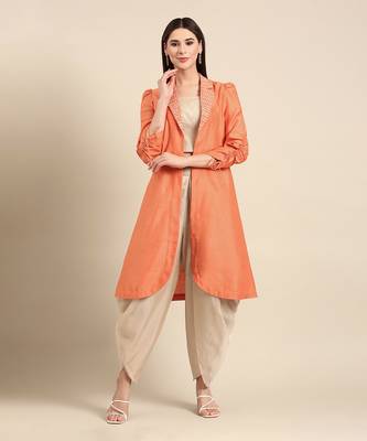 Orange gold kota chanderi cord set 2