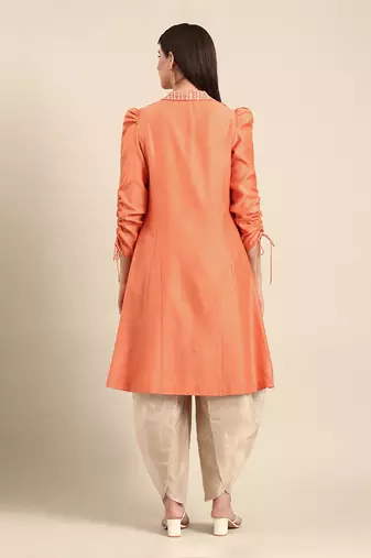Orange gold kota chanderi cord set