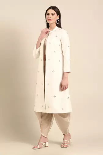 Ivory slub silk jacket
