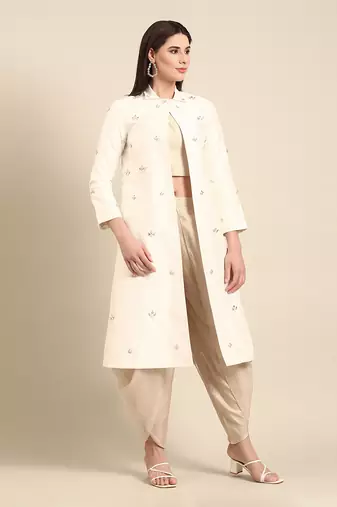 Ivory slub silk jacket