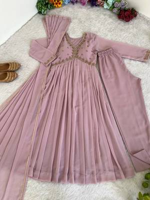 Peach Colour Rangoli Silk Wedding Wear Hand Work Fully Stitched Gown  1