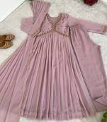 Peach Colour Rangoli Silk Wedding Wear Hand Work Fully Stitched Gown 