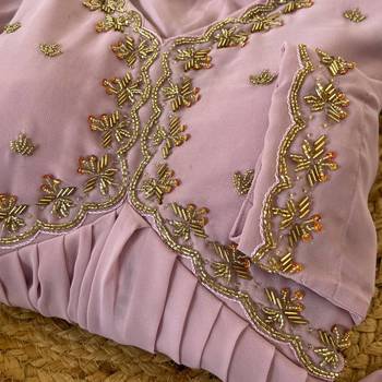Peach Colour Rangoli Silk Wedding Wear Hand Work Fully Stitched Gown  6