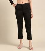 Black slub silk bottoms
