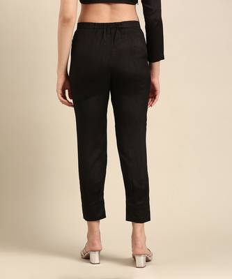 Black slub silk bottoms 4