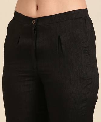 Black slub silk bottoms 5