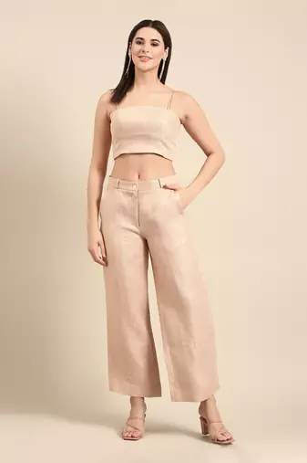 Peach linen jacquard bottoms