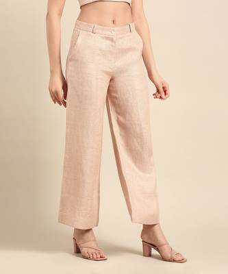 Peach linen jacquard bottoms 3