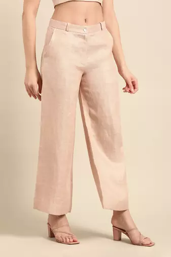Peach linen jacquard bottoms