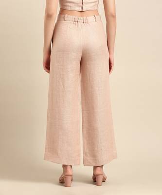 Peach linen jacquard bottoms 4