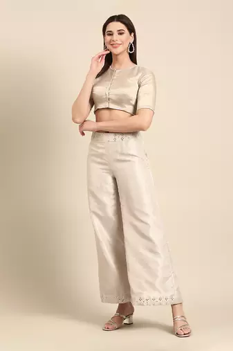 Silver kota chanderi bottoms