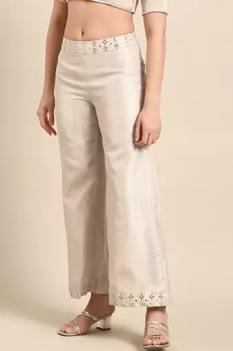 Silver kota chanderi bottoms