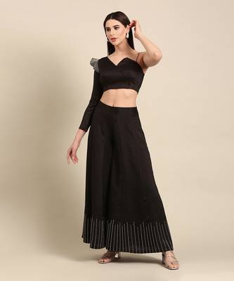 Black slub silk bottoms 1