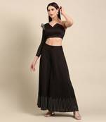 Black slub silk bottoms