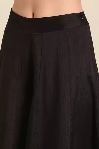 Black slub silk bottoms