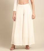 Ivory slub silk bottoms
