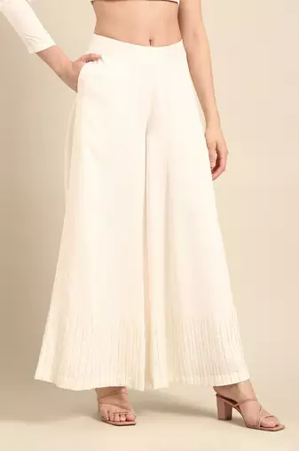 Ivory slub silk bottoms