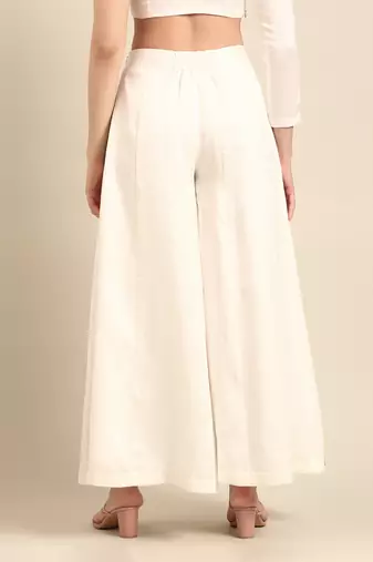 Ivory slub silk bottoms
