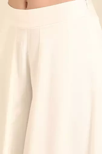 Ivory slub silk bottoms