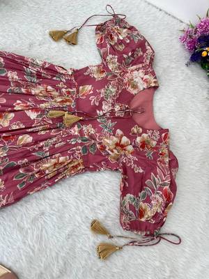 Multi Colour Roman Silk Party Wear Designer Fully Stitched Gown  4