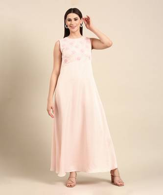 Pink slub silk dress 1