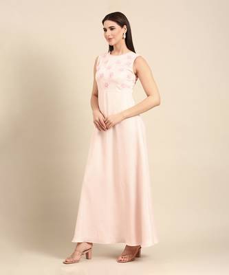 Pink slub silk dress 2