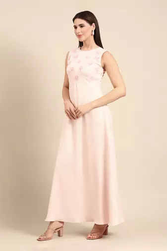 Pink slub silk dress