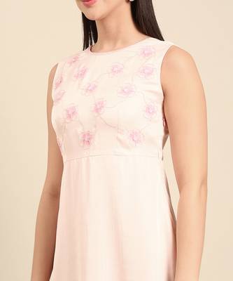 Pink slub silk dress 3