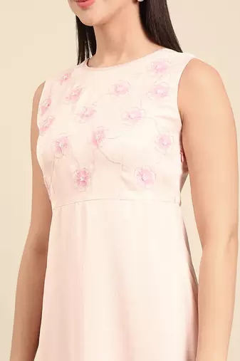 Pink slub silk dress