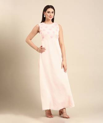 Pink slub silk dress 4