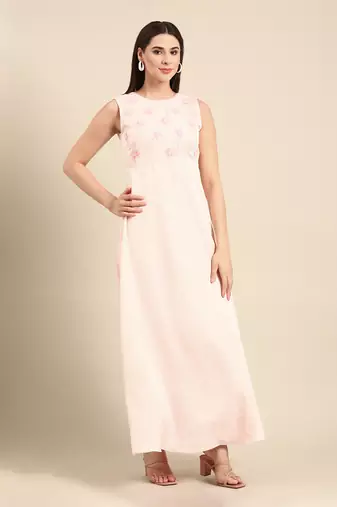 Pink slub silk dress