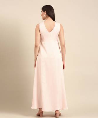Pink slub silk dress 5