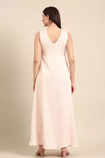 Pink slub silk dress