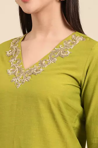 Green malai cotton dress