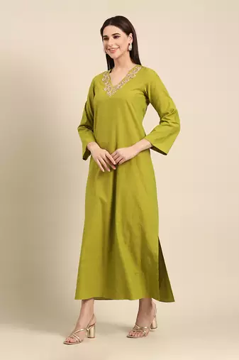 Green malai cotton dress