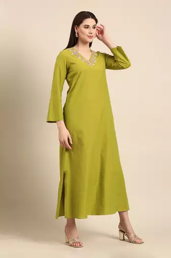 Green malai cotton dress
