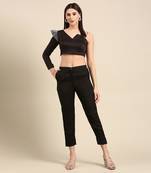 Black slub silk cord set