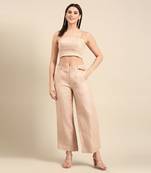 Pink linen jacquard cord set