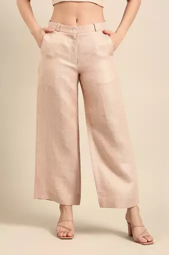 Pink linen jacquard cord set